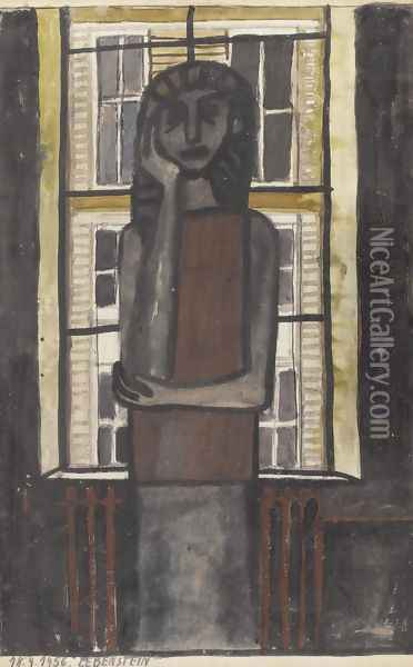Woman in a Window Oil Painting - Jan Lebenstein