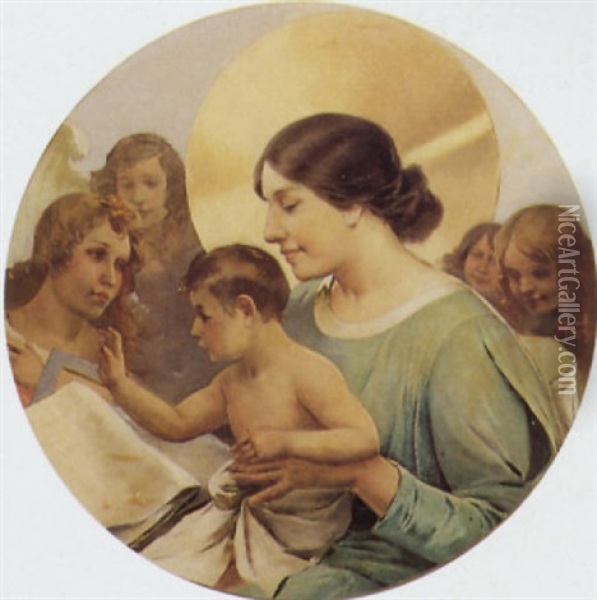 Madonna Con Bambino Oil Painting - Riccardo Pellegrini