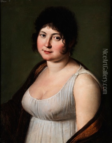 Portrat Einer Jungen Dame In Empiregewand Oil Painting - Gaspare Landi