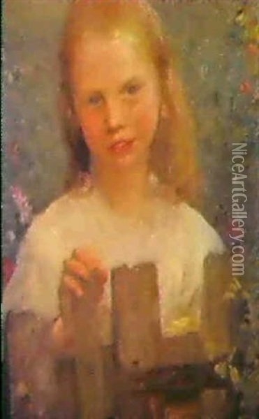 A Cottage Girl Oil Painting - Sir George Clausen