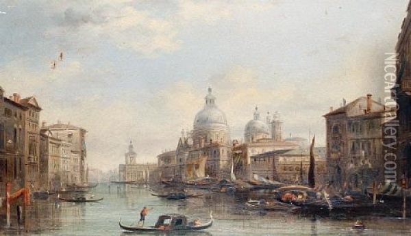 Venetian Views (pair) Oil Painting - Alfred Pollentine