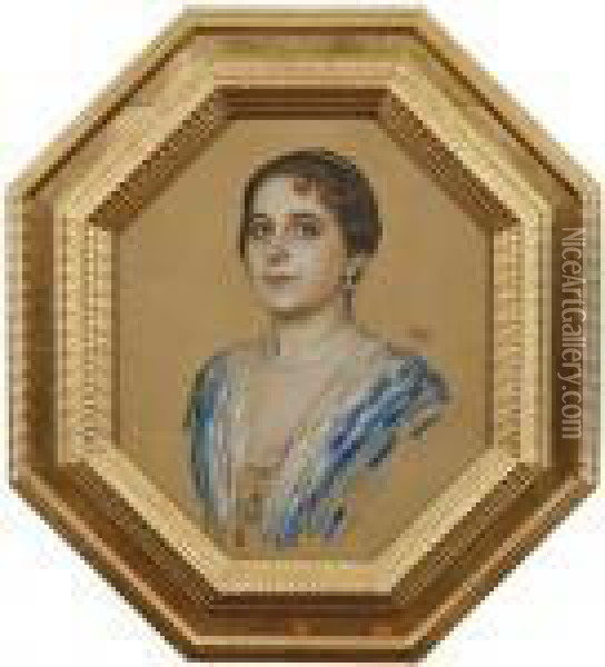 Portrait Of A Lady Oil Painting - Franz von Stuck
