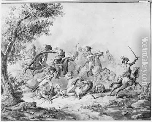 A Cavalry Skirmish Oil Painting - Dirck Langendijk