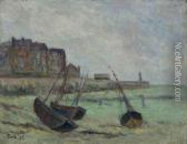 Le Treport, Bateaux Dans Le Port Oil Painting - Maximilien Luce