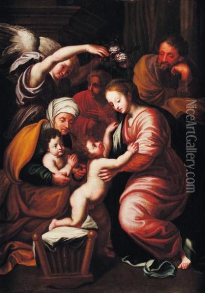 La Sainte Famille Oil Painting - Francesco Raffaello Santoro