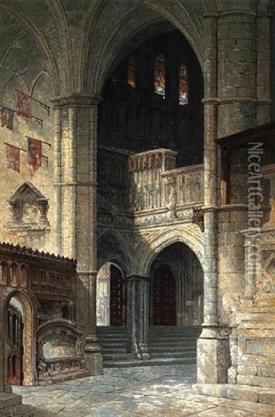 Entrance To Henry Vii Chapel, Westminister Abbey Oil Painting - Edwin Deakin