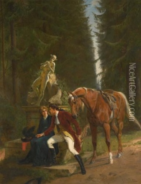 Courtship Oil Painting - Samuel Edmund Waller