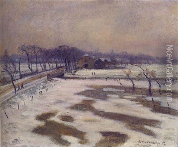 Winter In Fischerhude Oil Painting - Otto Modersohn