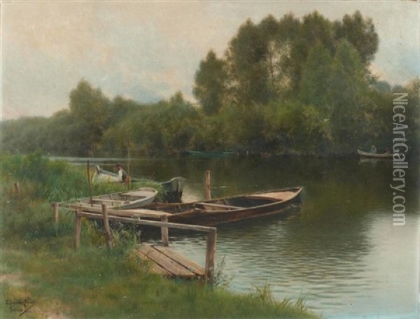 Flusslandschaft In Pontoise Oil Painting - Emilio Sanchez-Perrier
