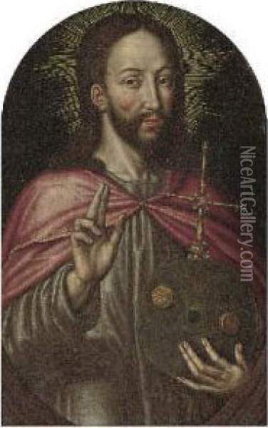 Christ As Salvator Mundi Oil Painting - Marcellus Coffermans