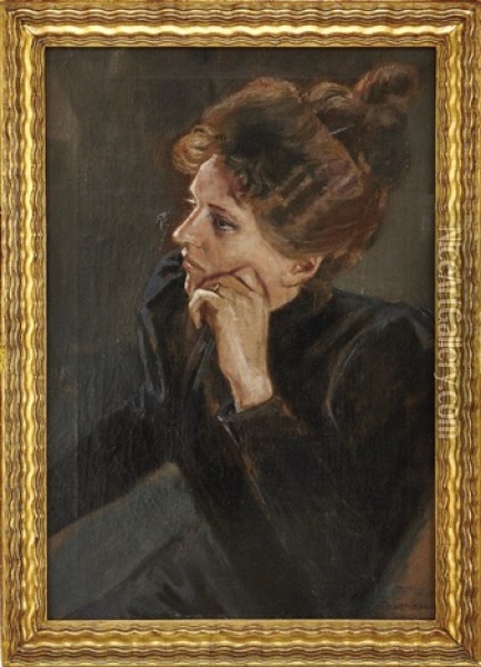 Portrait Einer Dame Oil Painting - Albert von Keller