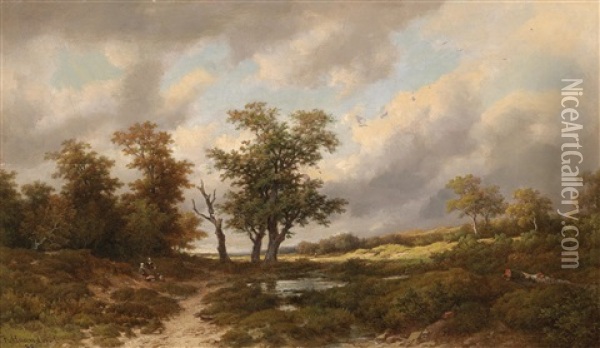 Resting On The Way Home Oil Painting - Remigius Adrianus van Haanen