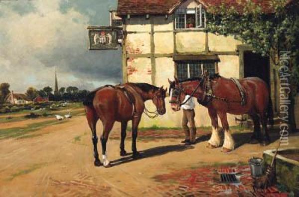 Stable Companions Oil Painting - Arthur Walker Redgate