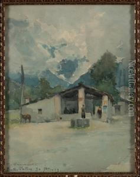 A Bobbio Pellice Oil Painting - Giovanni Battista Carpanetto