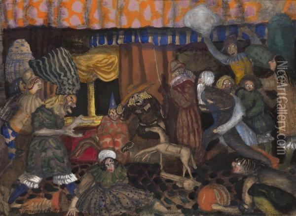 Children's Masquerade Oil Painting - Boris Dimitrevich Grigoriev