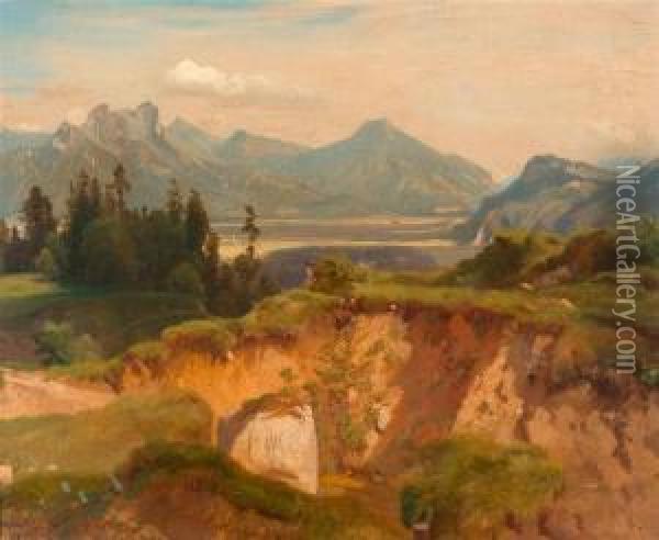 Inntal Landscape Oil Painting - Johann Gottfried Steffan
