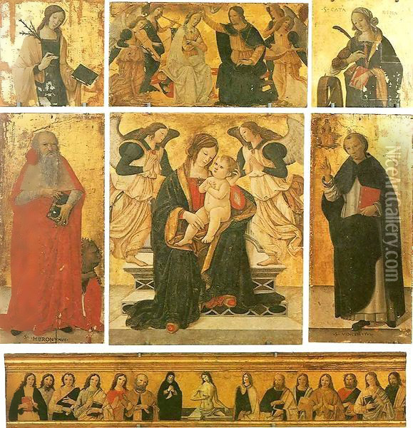 Madonna and Child with Angels and Saints Oil Painting - Cristoforo Faffeo
