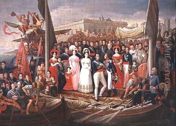 Ferdinand VII Disembarking in the Port of Santa Maria Oil Painting - Jose Aparicio