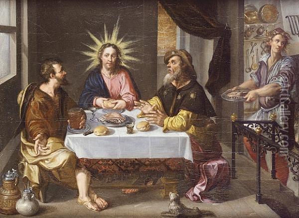 The Supper At Emmaus Oil Painting - Dirck De Vries