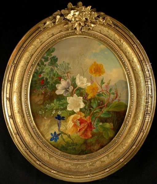 Flower Composition Oil Painting - Josef Schuster