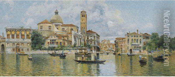 San Geremia And The Palazzo Labia From The Grand Canal Oil Painting - Antonio Reina