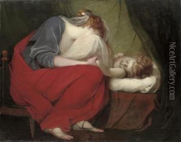 The Sleeping Child Oil Painting - Henry Thomson