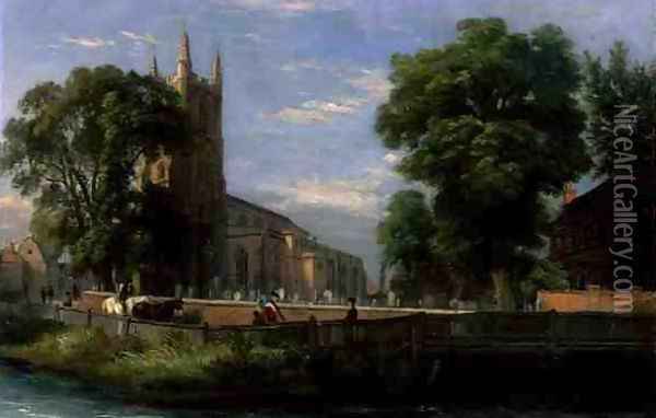 Croydon Parish Church, 1839 Oil Painting - Ramsay Richard Reinagle