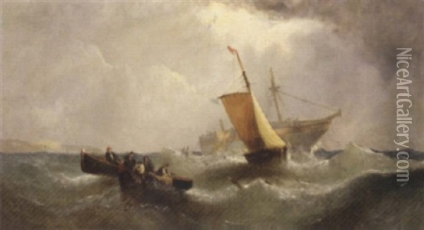 Salvaging The Wreck Oil Painting - William Callcott Knell