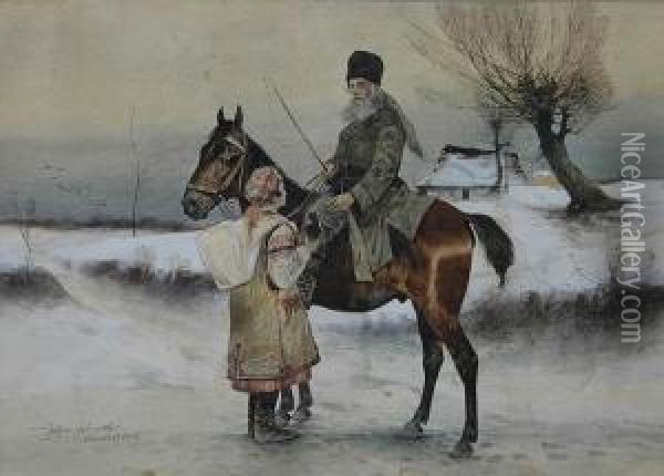 Wedrowna Sprzedawczyni, Wieden Oil Painting - Juliusz Holzmutller