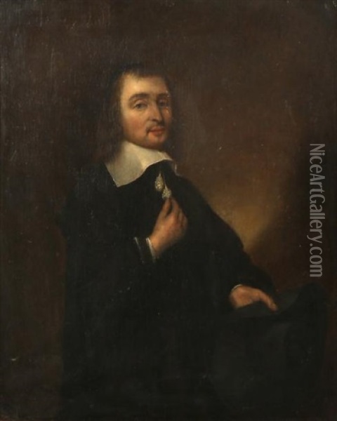 Portrait D'homme Son Chapeau A La Main Oil Painting - Thomas De Keyser