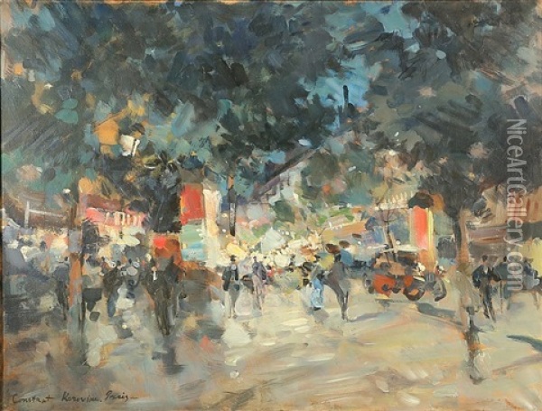 Paris Boulevard At Night Oil Painting - Konstantin Alexeievitch Korovin