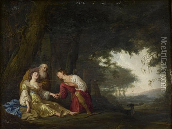 Tancredi And Clorinda (+ Silvio And Dorinda; Pair) Oil Painting - Daniel Jansz Thievaert