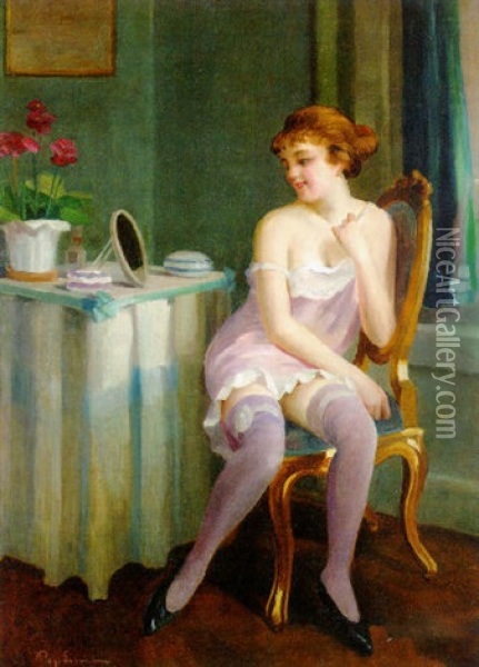 In The Boudoir Oil Painting - Emil Pap