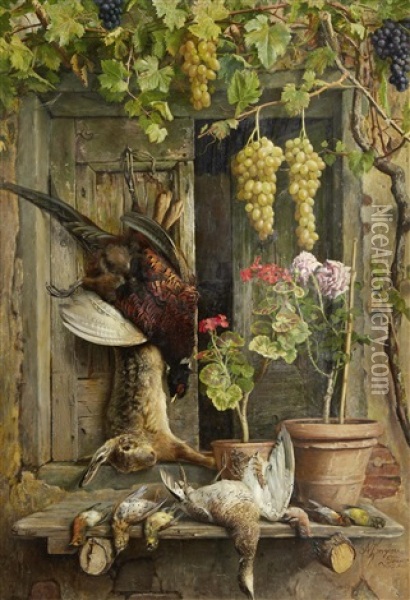 Larder Still Life Oil Painting - Aurelio Zingoni