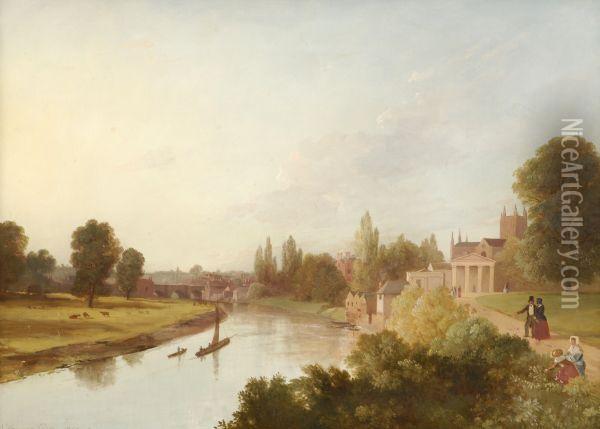 View Of Hereford Oil Painting - Edmund Gill