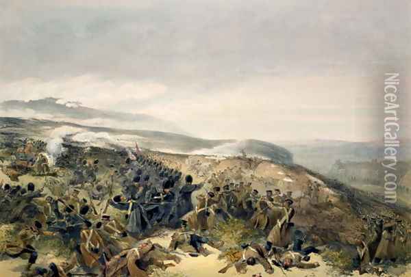 Second Charge of the Guards at Inkerman, 5th November 1854, plate from The Seat of War in the East, published by Colnaghi and Co., 1856 Oil Painting - William Simpson