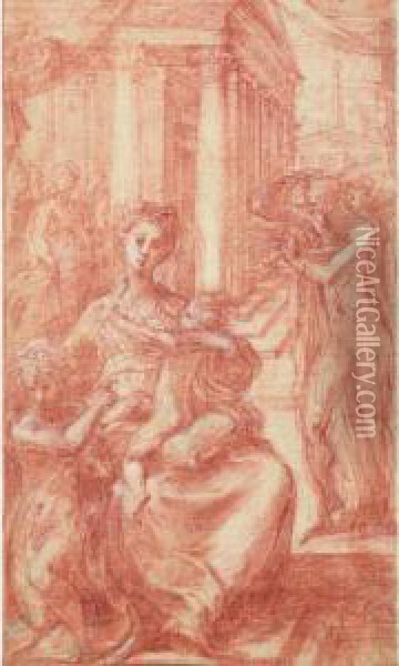 Vierge A L'enfant Avec Saint Jean-baptiste Et Saint Jerome Oil Painting - Girolamo Francesco Maria Mazzola (Parmigianino)