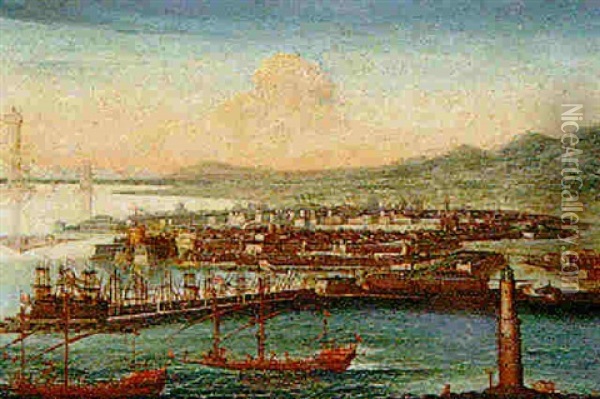 Vue Du Port De La Valette A Malte Oil Painting - Antonio Joli