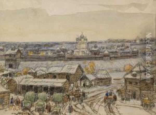 The City Of Dmitrov Oil Painting - Apollinarii Mikhailovich Vasnetsov