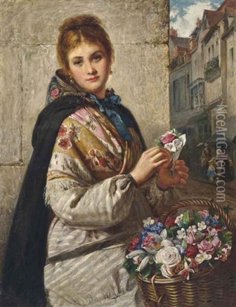 The Flower Seller Oil Painting - Haynes King
