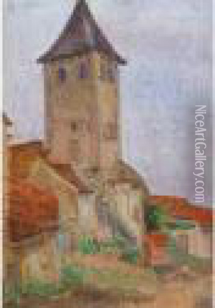 La Tour Du Village Oil Painting - Hippolyte Petitjean