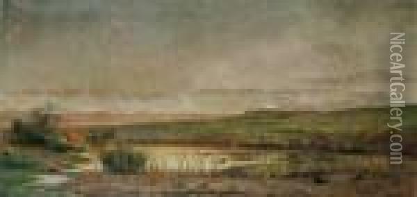 Landschaft In Den Maremmen. Oil Painting - Achille Vertunni