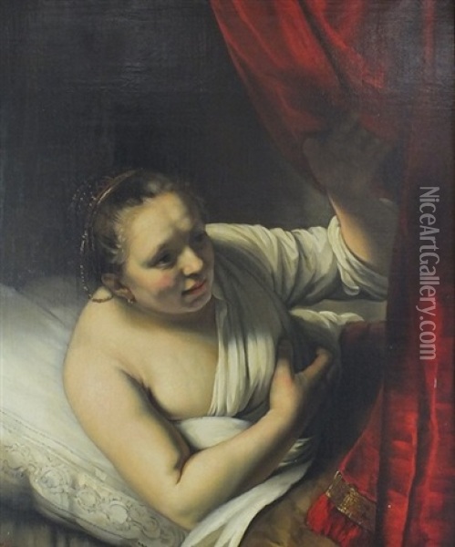 A Women In Bed Oil Painting -  Rembrandt van Rijn