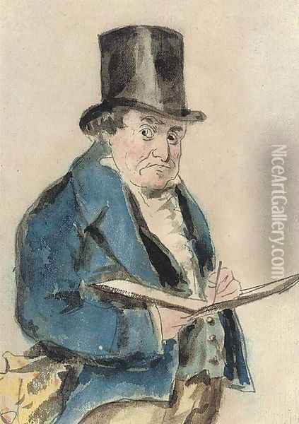 Portrait of Joseph Mallord William Turner, R.A. (1775-1851), three-quarter-length, in a blue coat and top hat Oil Painting - Charles Martin