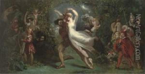 Dance Macabre, A Scene Inspired By Goethe's Faust Oil Painting - Theodor Von Holst