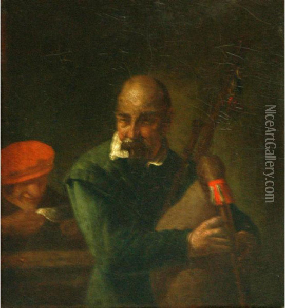 Bagpipe Player Oil Painting - David The Younger Teniers
