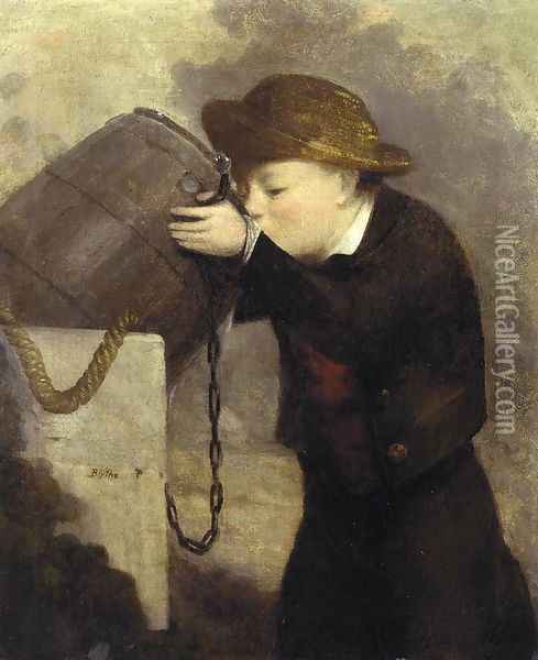 Boy Drinking from a Barrel Oil Painting - David Gilmour Blythe