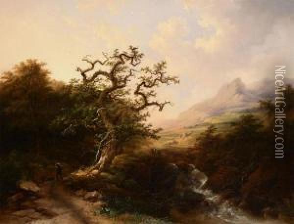 Rocky Landscape Oil Painting - Charles van den Eycken