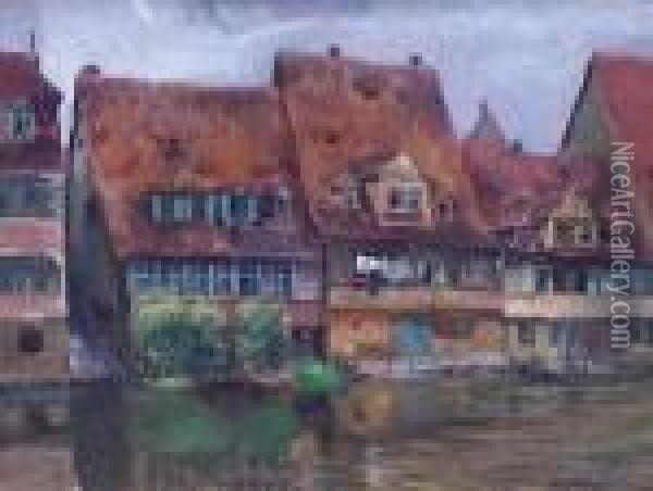 Alte Hauser In Bamberg Oil Painting - Max Friedrich Rabes
