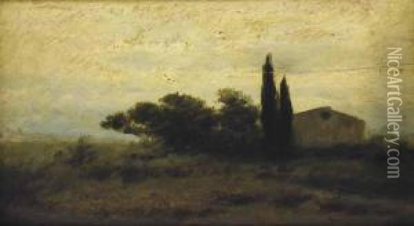 Paisaje Al Atardecer Oil Painting - Modesto Urgell y Inglada